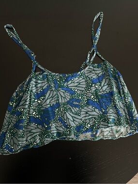 Blue and Green Patterned Women's Top